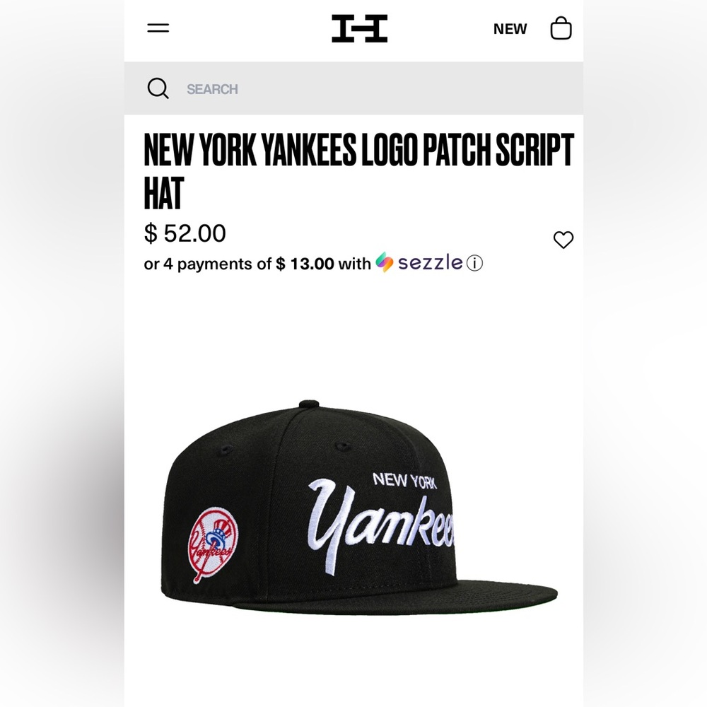 NEW YORK YANKEES LOGO PATCH SCRIPT HAT CLUB